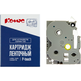 Картридж Комус TZE-612 для принтера этикеток Brother (6 мм х 8 м, цвет ленты желтый, шрифт красный)