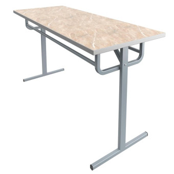 Стол обеденный МДО шестиместный под табурет (мрамор бежевый/серый, 1500х700х760 мм)