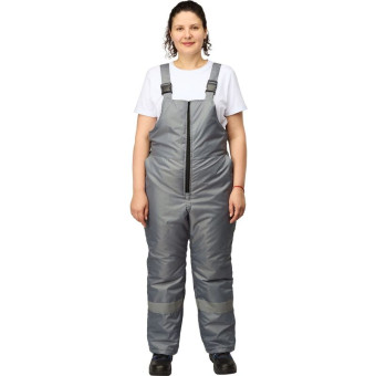 Полукомбинезон рабочий зимний женский з46-ПК с СОП серый (размер 48-50, рост 158-164 см)