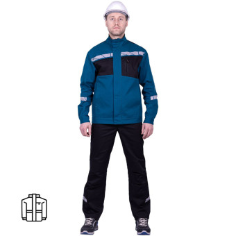 Куртка рабочая летняя мужская Стронг с СОП бирюзовая/чёрная (размер  52-54, рост 182-188)