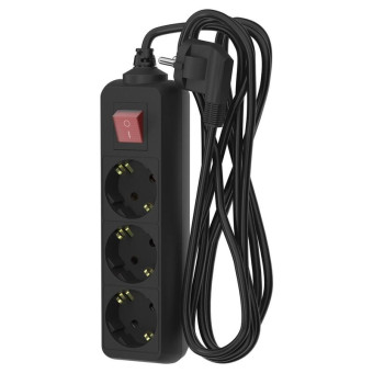 Удлинитель Фотон 16-53ЕS 3 розетки 5 м с заземлением и выключателем черный (24756)