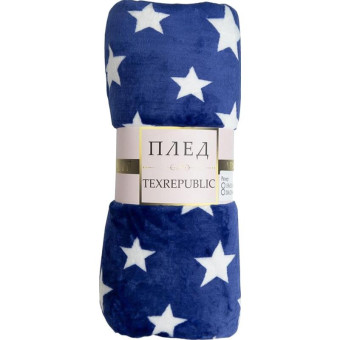 Плед Texrepublic Absolute Звезды фланель 150x200 см синий/белый
