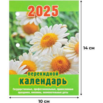 Календарь настольный перекидной 2025 год Ромашки (10х14 см)