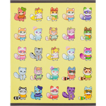 Тетрадь общая NFT Котики А5 48 листов в клетку на скрепке обложка с  рисунком ВД-лак