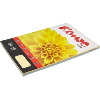 Бумага цветная для печати Комус Color 5 цветов пастель (А4, 80 г/кв.м, 100 листов)