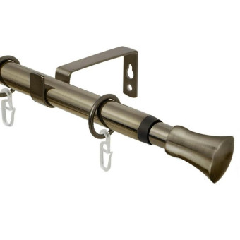 Карниз однорядный Гиро телескопический с кольцами золото антик (160-320 см)