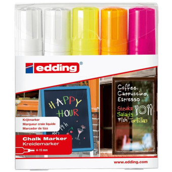 Набор маркеров меловых Edding E-4090/5S (толщина линии 4-15 мм, 5 штук в упаковке)