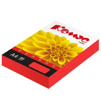 Бумага цветная для печати Комус Color красная интенсив (А4, 80 г/кв.м, 500 листов)