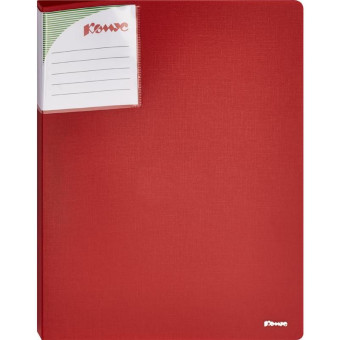 Папка с зажимом Комус Шелк А4 0.7 мм красная (до 150 листов, с карманом)