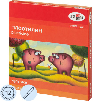 Пластилин классический Гамма Мультики 12 цветов 240 грамм