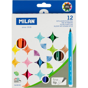 Фломастеры Milan 12 цветов с вентилируемыми колпачками