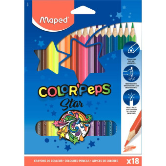 Карандаши цветные Maped Color'Peps Star 18 цветов трехгранные (183218)