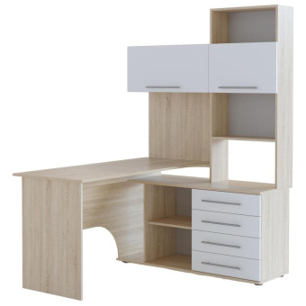 Стол компьютерный Сокол КСТ-14П (дуб сонома/белый, 1400х1235х1828 мм)