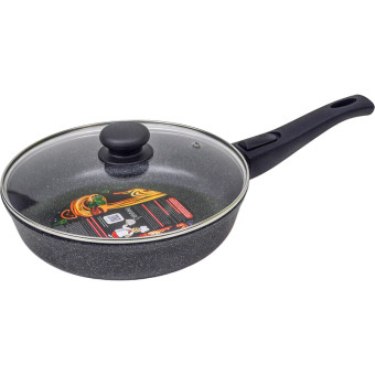 Сковорода Panairo Veranss 28 см с антипригарным покрытием/с крышкой/со  съёмной ручкой