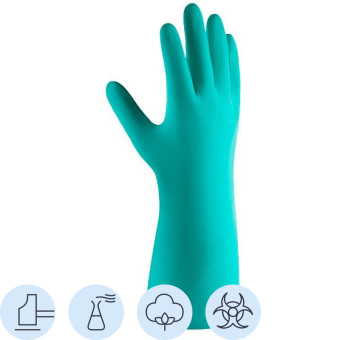 Перчатки КЩС нитриловые Jeta Safety JN711 зеленые (размер 10, XL)
