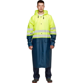Плащ влагозащитный на кнопках желтый/темно-синий с СОП (размер 52-54, рост 182-188)