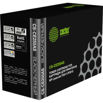 Картридж лазерный Cactus CS-CE255AS CE255A для HP чёрный совместимый