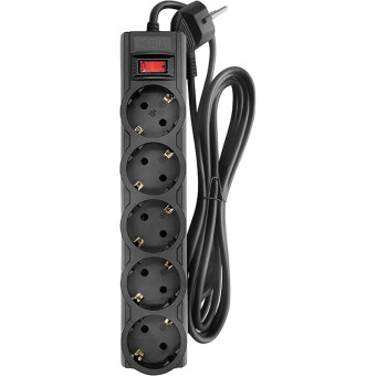Сетевой фильтр CBR CSF 2505-5.0 Black CB на 5 розеток 5 метров