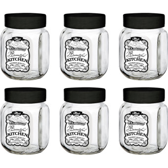 Банка для хранения Квестор стеклянная 900 мл (6 штук в упаковке)