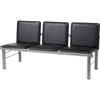 Многоместная секция Терра черная/серая (3 места, искусственная кожа/металл)