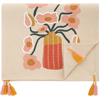 Скатерть-Дорожка Tkano Ethnic Forest flower 45х150 см хлопок бежевая