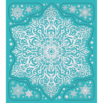 Наклейка новогодняя Снежная снежинка белая/голубая (15.5x17.5 см)