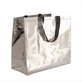 Сумка хозяйственная серебристая полипропилен 35x30x14 см