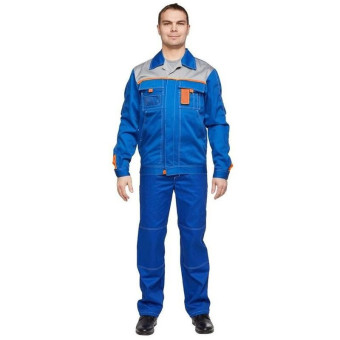 Костюм рабочий летний мужской л10-КБР васильковый/серый (размер 52-54, рост 182-188 см)