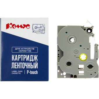 Картридж Комус TZE-115 для принтера этикеток Brother (6 мм х 8 м, цвет ленты металлизированный, шрифт белый)