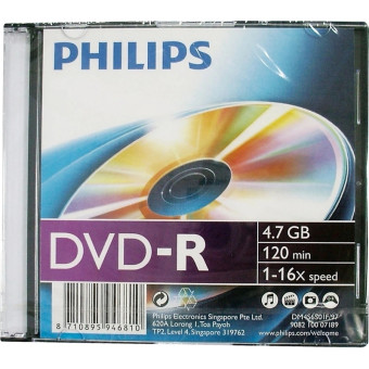 Диск DVD-R Philips 4.7 ГБ 16x slim DM4S6S01F/97