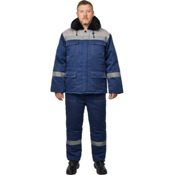 Костюм рабочий зимний мужской з35-КБР с СОП синий/серый (размер 64-66, рост 158-164)