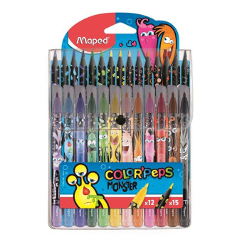 Набор для рисования Maped Color'Peps Monster 27 предметов (12 фломастеров, 15 цветных карандашей) 984718