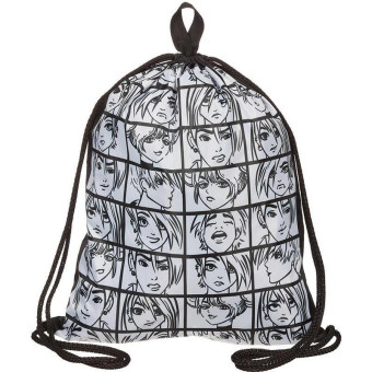 Мешок для сменной обуви Комус Класс (№1 School) Аниме Комикс 510х410 мм черный с ручкой