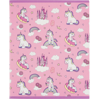 Тетрадь общая Uniland А5 48 листов в клетку на скрепке обложка розовая  ВД-лак