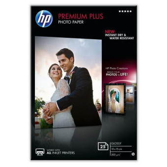 Фотобумага для цветной струйной печати HP Premium Plus односторонняя (глянцевая, 10x15 см, 300 г/кв.м, 25 листов, артикул производителя CR677A)