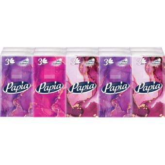 Носовые платочки бумажные Papia Silky Softness 3-слойные (10 пачек по 10 платков)
