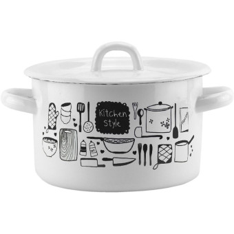 Кастрюля Эмаль Kitchen (550002598) 2 л эмалированная сталь с крышкой Кастрюля Эмаль Kitchen (550002598) 2 л эмалированная сталь с крышкой
