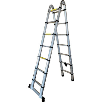 Лестница телескопическая Алюмет алюминиевая двухсекционная 2x7 ступеней (DTLH2.2)