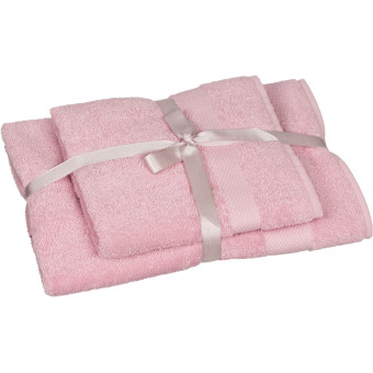 Набор полотенец махровых Luscan 2 штуки 50x90/70x140 см 450 г/кв.м  розовые