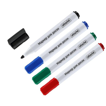 Набор маркеров для досок Attache Accent 4 цвета (круглый наконечник, толщина линии 1-5 мм)