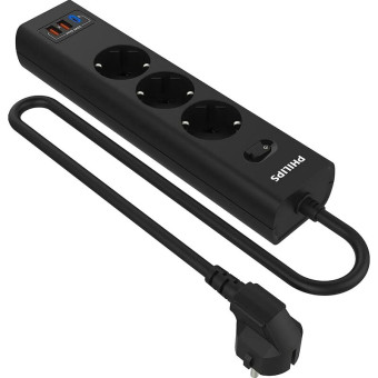 Сетевой фильтр Philips CHP4336BB/51 на 3 розетки 3 метра + 2 USB
