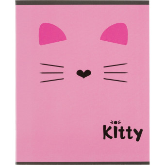 Тетрадь общая Kitty А5 48 листов в клетку на скрепке обложка розовая  ВД-лак