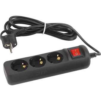 Удлинитель Эра UX-3es-3m-B 3 розетки 3 м с заземлением и выключателем