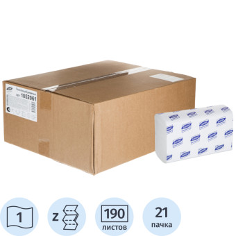 Полотенца бумажные для диспенсеров Luscan Professional 1-слойные 190 листов 21 пачка в упаковке