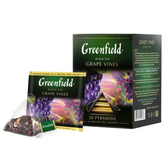 Чай Greenfield Grape Vines черный с ароматом винограда/смородины/гибискуса 20 пакетиков