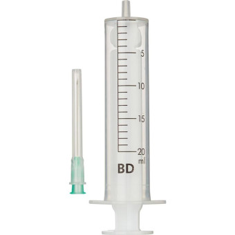 Шприц двухкомпонентный BD Discardit 20 мл 21G (0.8x40 мм, 80 штук в упаковке)
