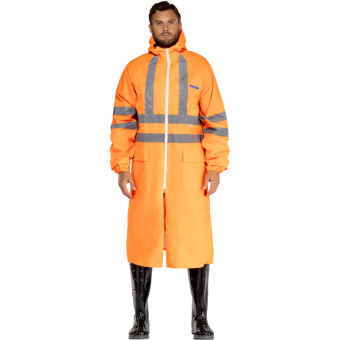 Плащ влагозащитный ПВХ Extra-Vision WPL на молнии оранжевый с СОП (размер 56-58, рост 170-176)