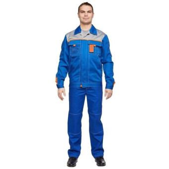 Костюм рабочий летний мужской л10-КБР васильковый/серый (размер 52-54, рост 194-200 см)