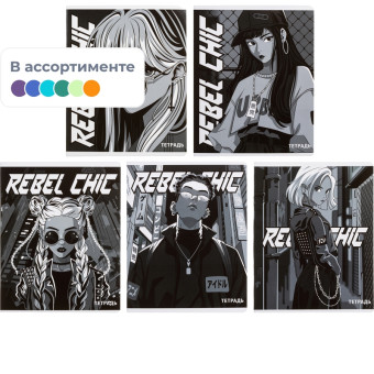 Тетрадь общая Феникс+ Урбан Аниме А5+ 48 листов в клетку на скрепках   (TWIN-лак)