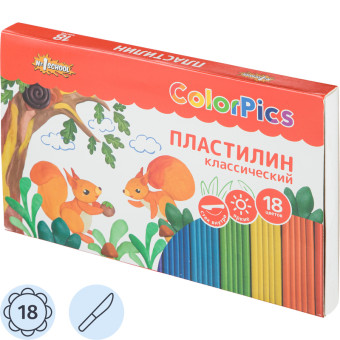 Пластилин классический Комус Класс (№1 School) ColorPics 18 цветов 360  грамм